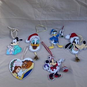 Kurt Adler Walt Disney Company 80s Wooden Disney Ornaments Beauty & Beast Donald